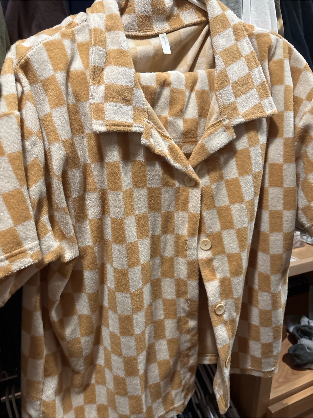 Rylee + Cru Women’s Terry Cover Up Set – Butterscotch Grid